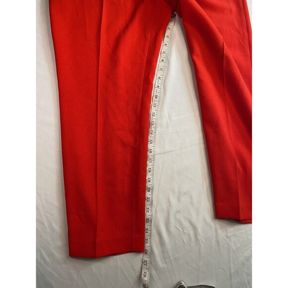 Kasper Women Size 16 High Rise Dress Pants Flat Front Bright Red Straight Flashy - Picture 3 of 10
